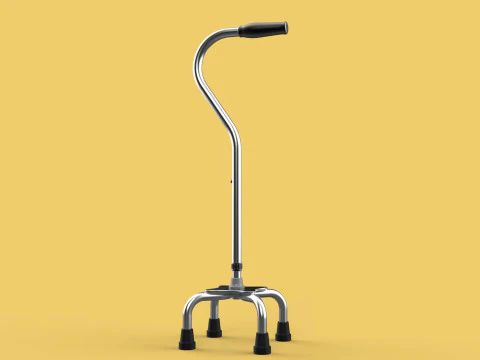 STANDARD QUADRIPOD WALKING CANE AID ELDERLY STICK POLE QUAD LEG 3D Model