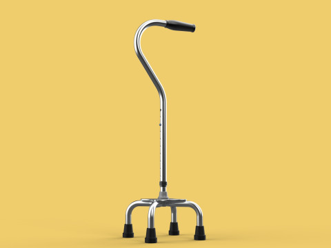 STANDARD QUADRIPOD WALKING CANE AID ELDERLY STICK POLE QUAD LEG 3Dモデル