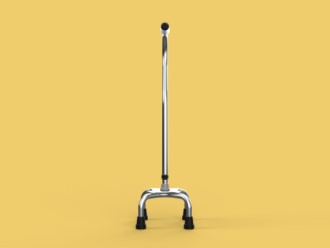 STANDARD QUADRIPOD WALKING CANE AID ELDERLY STICK POLE QUAD LEG 3Dモデル
