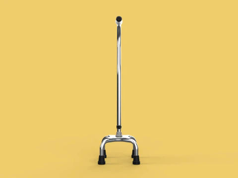 STANDARD QUADRIPOD WALKING CANE AID ELDERLY STICK POLE QUAD LEG 3D Model