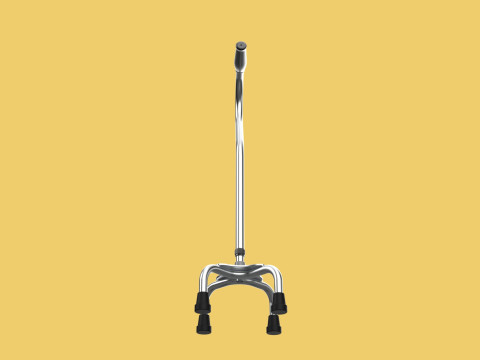 STANDARD QUADRIPOD WALKING CANE AID ELDERLY STICK POLE QUAD LEG 3Dモデル