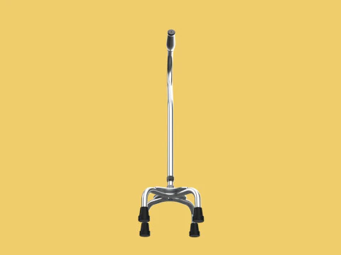 STANDARD QUADRIPOD WALKING CANE AID ELDERLY STICK POLE QUAD LEG 3D Model