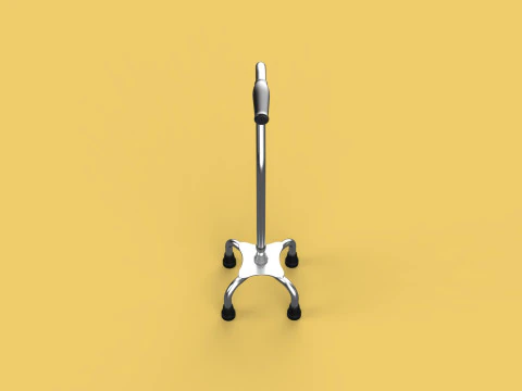 STANDARD QUADRIPOD WALKING CANE AID ELDERLY STICK POLE QUAD LEG 3D Model