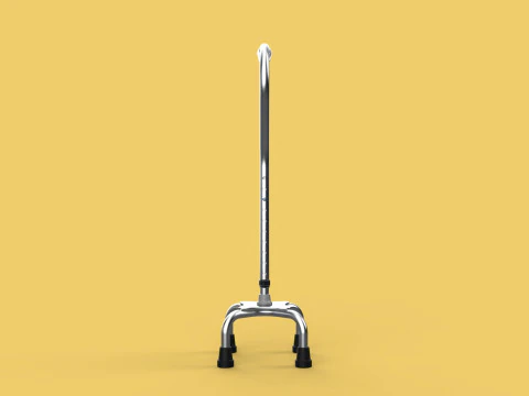 STANDARD QUADRIPOD WALKING CANE AID ELDERLY STICK POLE QUAD LEG 3D Model