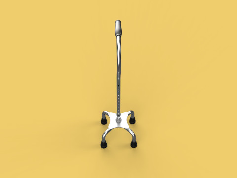 STANDARD QUADRIPOD WALKING CANE AID ELDERLY STICK POLE QUAD LEG 3Dモデル