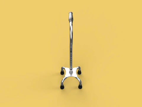 STANDARD QUADRIPOD WALKING CANE AID ELDERLY STICK POLE QUAD LEG 3D Model