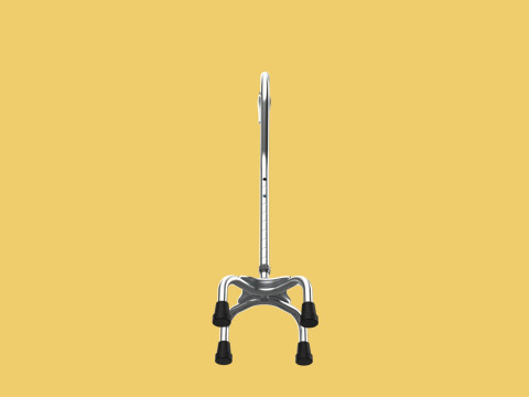 STANDARD QUADRIPOD WALKING CANE AID ELDERLY STICK POLE QUAD LEG 3Dモデル