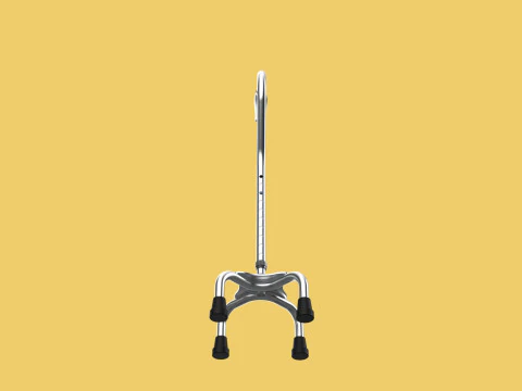 STANDARD QUADRIPOD WALKING CANE AID ELDERLY STICK POLE QUAD LEG 3D Model