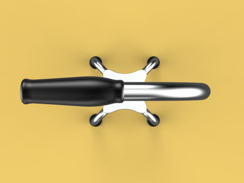 STANDARD QUADRIPOD WALKING CANE AID ELDERLY STICK POLE QUAD LEG 3Dモデル