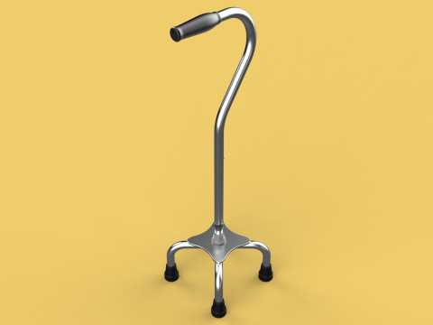 STANDARD QUADRIPOD WALKING CANE AID ELDERLY STICK POLE QUAD LEG 3Dモデル