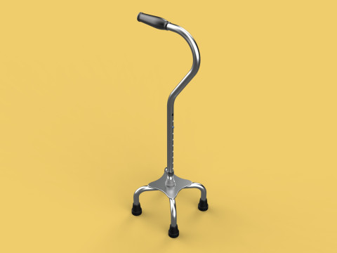 STANDARD QUADRIPOD WALKING CANE AID ELDERLY STICK POLE QUAD LEG 3Dモデル
