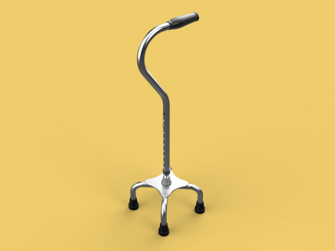 STANDARD QUADRIPOD WALKING CANE AID ELDERLY STICK POLE QUAD LEG 3Dモデル