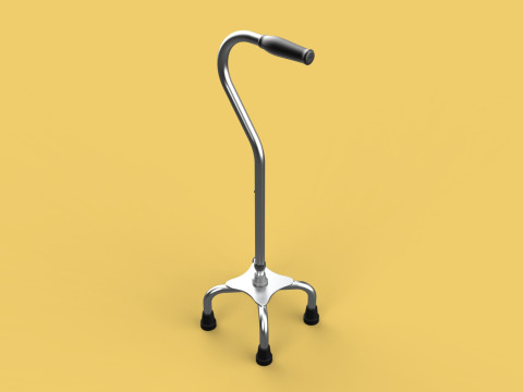 STANDARD QUADRIPOD WALKING CANE AID ELDERLY STICK POLE QUAD LEG 3Dモデル