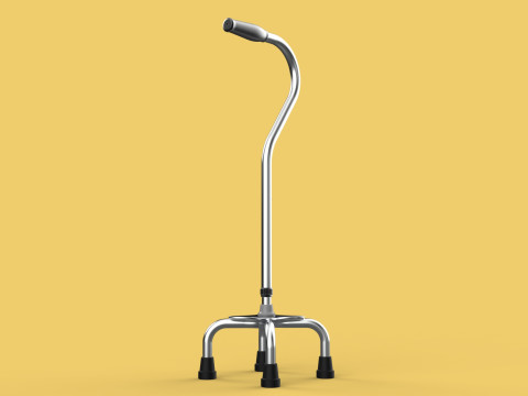 STANDARD QUADRIPOD WALKING CANE AID ELDERLY STICK POLE QUAD LEG 3Dモデル