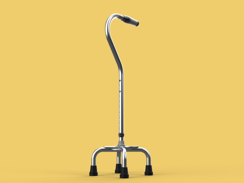 STANDARD QUADRIPOD WALKING CANE AID ELDERLY STICK POLE QUAD LEG 3Dモデル