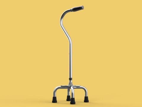 STANDARD QUADRIPOD WALKING CANE AID ELDERLY STICK POLE QUAD LEG 3Dモデル