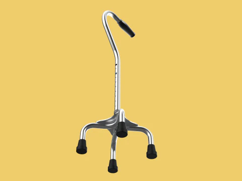 STANDARD QUADRIPOD WALKING CANE AID ELDERLY STICK POLE QUAD LEG 3D Model