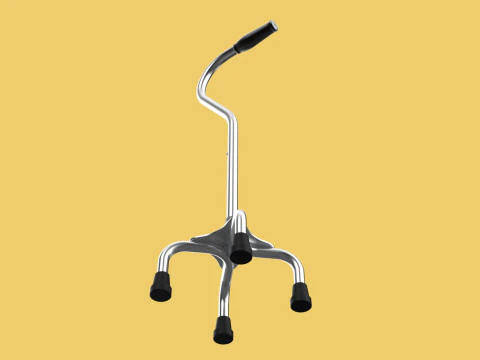 STANDARD QUADRIPOD WALKING CANE AID ELDERLY STICK POLE QUAD LEG 3D Model