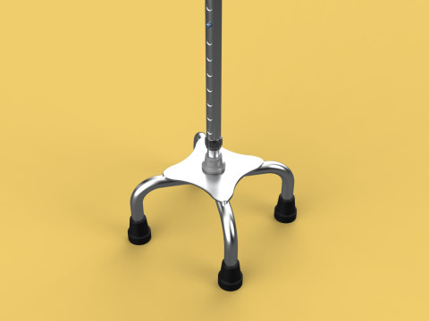 STANDARD QUADRIPOD WALKING CANE AID ELDERLY STICK POLE QUAD LEG 3Dモデル