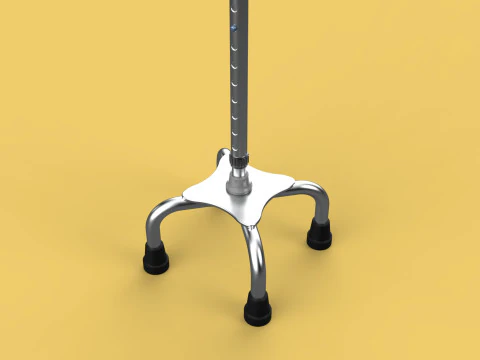 STANDARD QUADRIPOD WALKING CANE AID ELDERLY STICK POLE QUAD LEG 3D Model