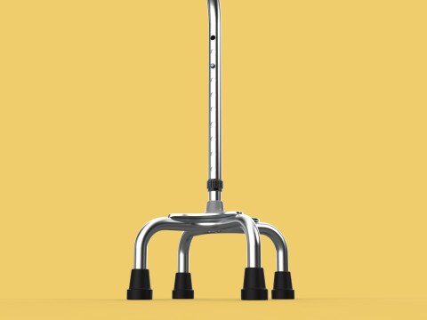 STANDARD QUADRIPOD WALKING CANE AID ELDERLY STICK POLE QUAD LEG 3Dモデル