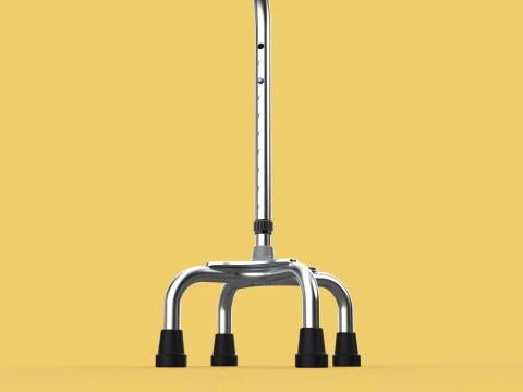 STANDARD QUADRIPOD WALKING CANE AID ELDERLY STICK POLE QUAD LEG 3D Model