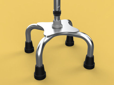 STANDARD QUADRIPOD WALKING CANE AID ELDERLY STICK POLE QUAD LEG 3Dモデル