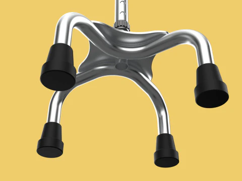 STANDARD QUADRIPOD WALKING CANE AID ELDERLY STICK POLE QUAD LEG 3D Model