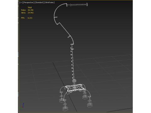 STANDARD QUADRIPOD WALKING CANE AID ELDERLY STICK POLE QUAD LEG 3Dモデル