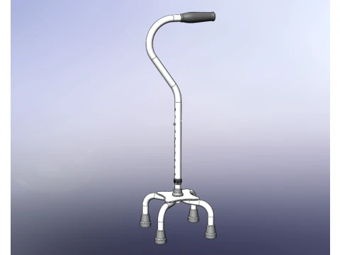 STANDARD QUADRIPOD WALKING CANE AID ELDERLY STICK POLE QUAD LEG 3D Model