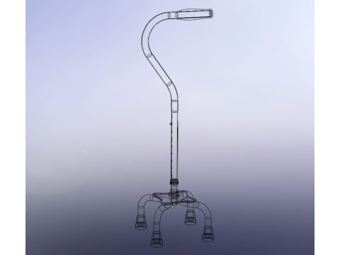 STANDARD QUADRIPOD WALKING CANE AID ELDERLY STICK POLE QUAD LEG 3Dモデル