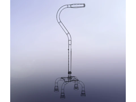 STANDARD QUADRIPOD WALKING CANE AID ELDERLY STICK POLE QUAD LEG 3D Model