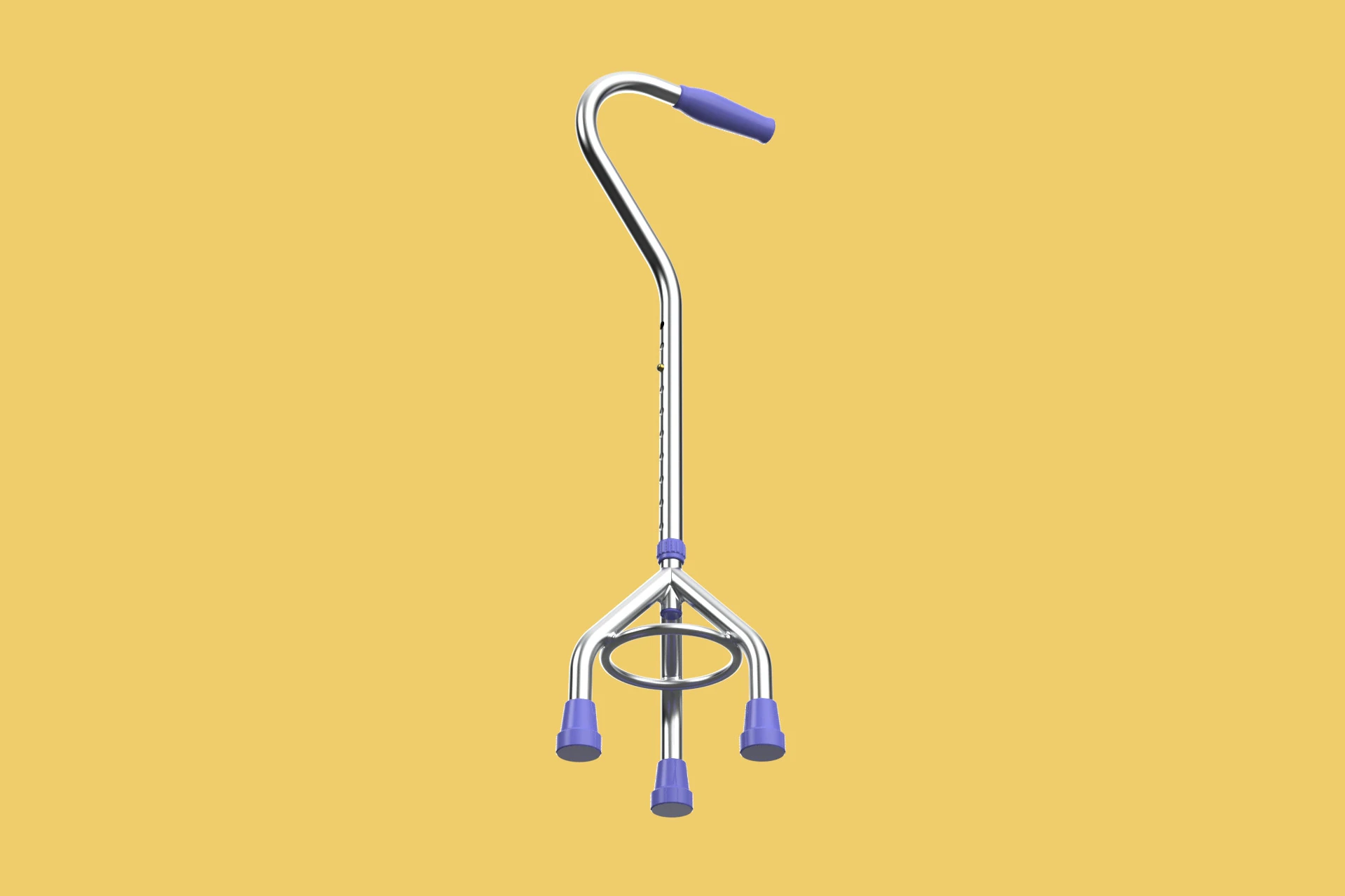 STANDARD TRIPOD WALKING CANE AID ELDERLY STICK POLE GAIT 3 LEG 3D Model .c4d .max .obj .3ds .fbx .stl .blend