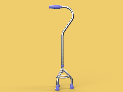 STANDARD TRIPOD WALKING CANE AID ELDERLY STICK POLE GAIT 3 LEG 3D-Modell