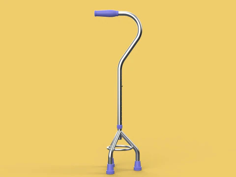 STANDARD TRIPOD WALKING CANE AID ELDERLY STICK POLE GAIT 3 LEG 3D Model