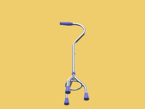 STANDARD TRIPOD WALKING CANE AID ELDERLY STICK POLE GAIT 3 LEG 3D-Modell