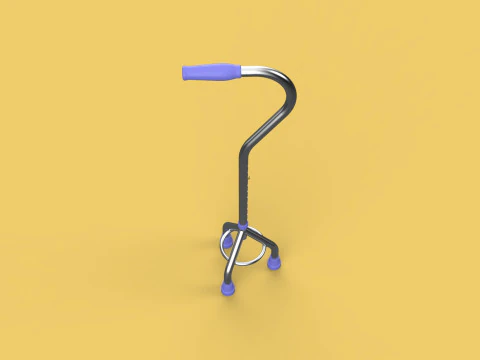 STANDARD TRIPOD WALKING CANE AID ELDERLY STICK POLE GAIT 3 LEG 3D Model