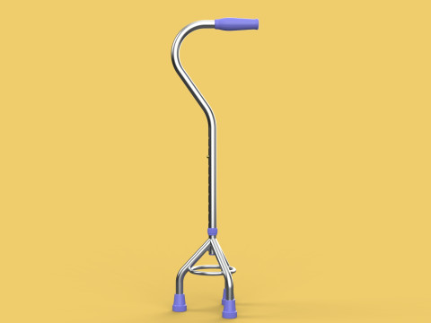 STANDARD TRIPOD WALKING CANE AID ELDERLY STICK POLE GAIT 3 LEG 3D-Modell