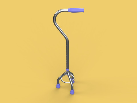 STANDARD TRIPOD WALKING CANE AID ELDERLY STICK POLE GAIT 3 LEG 3D-Modell