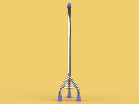 STANDARD TRIPOD WALKING CANE AID ELDERLY STICK POLE GAIT 3 LEG 3D-Modell