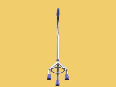 STANDARD TRIPOD WALKING CANE AID ELDERLY STICK POLE GAIT 3 LEG 3D-Modell