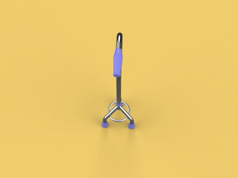 STANDARD TRIPOD WALKING CANE AID ELDERLY STICK POLE GAIT 3 LEG 3D-Modell