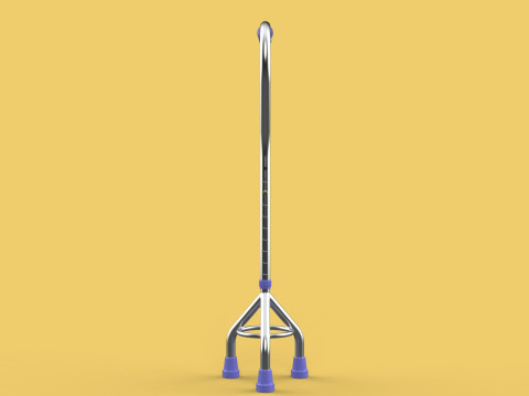 STANDARD TRIPOD WALKING CANE AID ELDERLY STICK POLE GAIT 3 LEG 3D-Modell
