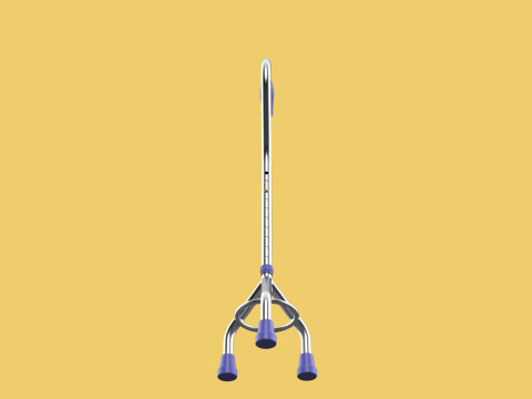 STANDARD TRIPOD WALKING CANE AID ELDERLY STICK POLE GAIT 3 LEG 3D-Modell
