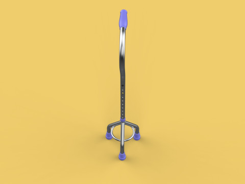 STANDARD TRIPOD WALKING CANE AID ELDERLY STICK POLE GAIT 3 LEG 3D-Modell