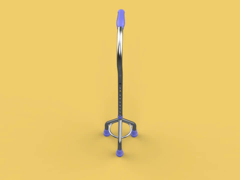 STANDARD TRIPOD WALKING CANE AID ELDERLY STICK POLE GAIT 3 LEG 3D Model