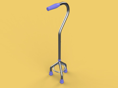STANDARD TRIPOD WALKING CANE AID ELDERLY STICK POLE GAIT 3 LEG 3D-Modell