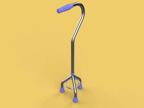 STANDARD TRIPOD WALKING CANE AID ELDERLY STICK POLE GAIT 3 LEG 3D Model