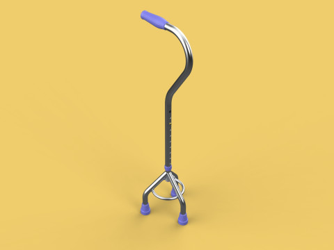 STANDARD TRIPOD WALKING CANE AID ELDERLY STICK POLE GAIT 3 LEG 3D-Modell