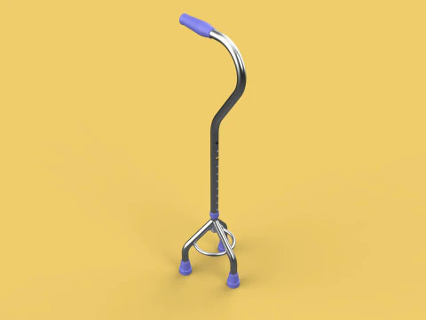 STANDARD TRIPOD WALKING CANE AID ELDERLY STICK POLE GAIT 3 LEG 3D Model